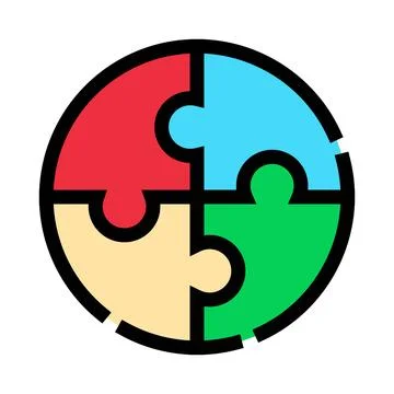 Puzzle pieces forming a complete circle teamwork イラスト素材