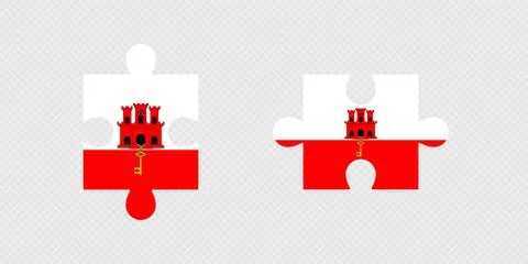 Puzzle Pieces with Gibraltar Flag. Stock-Illustration
