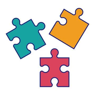 Puzzle Pieces Icon Flat Design Vector Stock Illustration