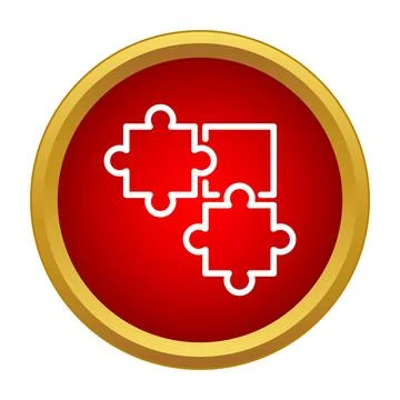 Puzzle pieces icon on red button Illustrazione stock