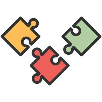 Puzzle pieces icon solution, strategy, game flat vector Stock Illustration
