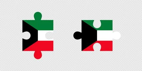 Puzzle Pieces with Kuwait Flag. Stock Illustration