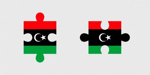 Puzzle Pieces with Libya Flag. Stock Illustration