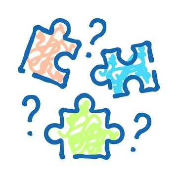 Puzzle pieces with question marks indicating problem solving Illustrazione stock