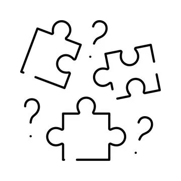 Puzzle pieces with question marks solving problem concept illustration Illustrazione stock