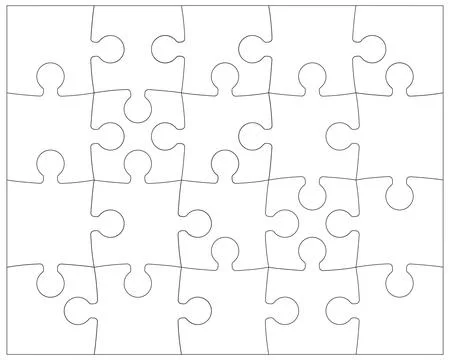 Puzzle pieces rectangle contour isolated on white background. Jigsaw puzzle game 스톡 일러스트