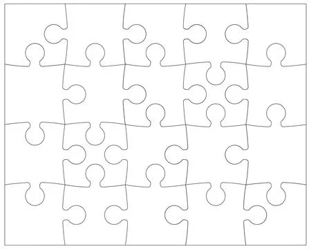 Puzzle pieces rectangle printable contour isolated on a white background. イラスト素材