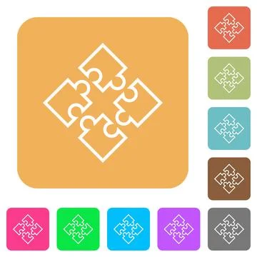 Puzzle pieces rounded square flat icons イラスト素材