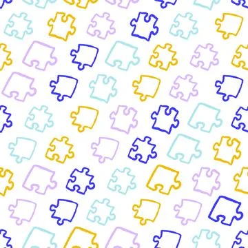 Puzzle Pieces Seamless Pattern. Vector seamless pattern illustration Stock Illustration