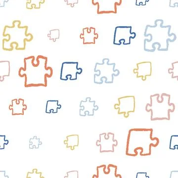 Puzzle Pieces Seamless Pattern. Vector seamless pattern illustration Stock Illustration