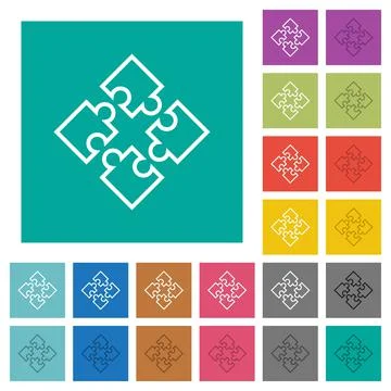 Puzzle pieces square flat multi colored icons Stock Illustration