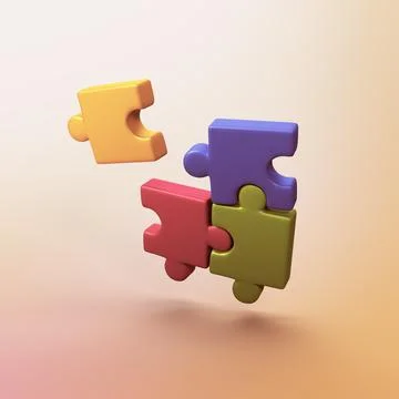 Puzzle pieces - stylized 3d CGI icon object Stock Illustration