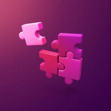 Puzzle pieces - stylized 3d CGI icon object, Not gen Ai Stock Illustration