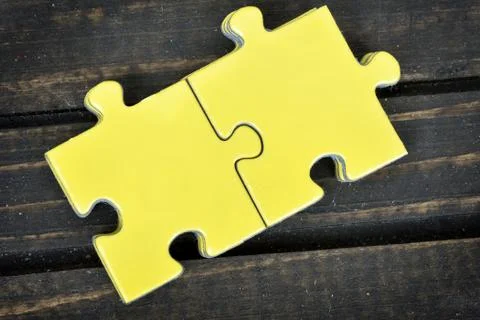 Puzzle pieces on table 스톡 사진