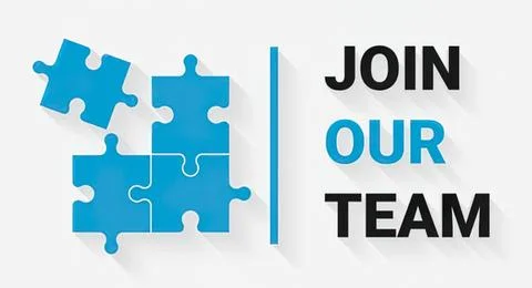 Puzzle pieces with text join our team for recruitment Stock Illustration