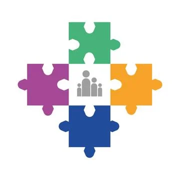 Puzzle pieces unity Stock Illustration