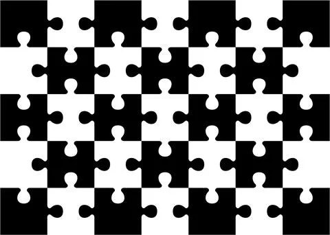 Puzzle pieces vector illustration. Abstract black and white pattern backgro.. Stock Illustration