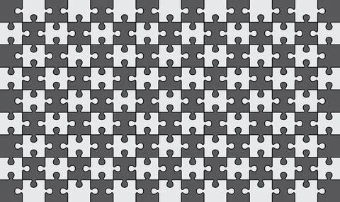 Puzzle pieces vector illustration background. Abstract black, white pattern Stock Illustration