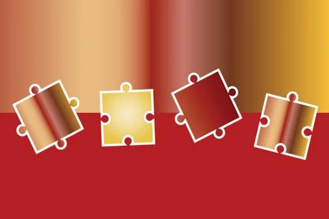 Puzzle pieces vector in red background Stock Illustration