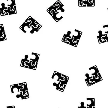 Puzzle planning glyph vector seamless pattern Stock Illustration