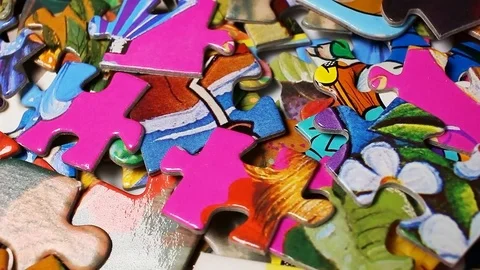 Puzzle real toy rotating pattern macro texture background backdrop footage video Stock Footage 91381539