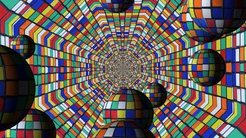 Puzzle Revenge Octagonal Tunnel with Floating Globes Video stock 75281189