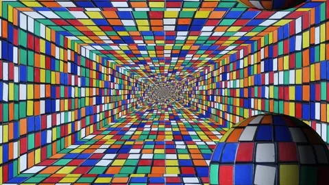 Puzzle Revenge Rectagonal Tunnel with Frantic Globes Stock Footage 75281584