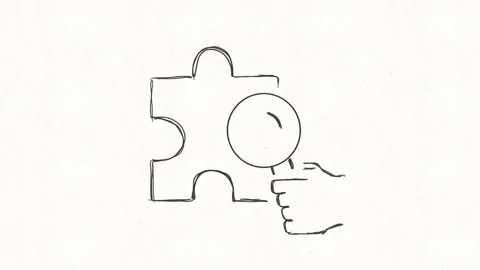 Puzzle Search Icon Animation for Problem Solving and Analysis Stock Footage 341863466