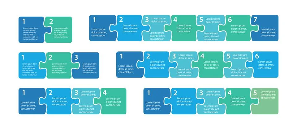 Puzzle sequence. Steps infographics. Presentation chart elements. 스톡 일러스트