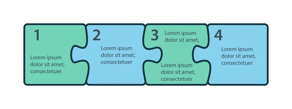 Puzzle sequence. Steps infographics. Presentation chart elements. 库存插图