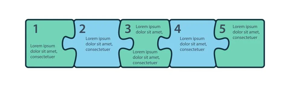 Puzzle sequence. Steps infographics. Presentation chart elements. イラスト素材