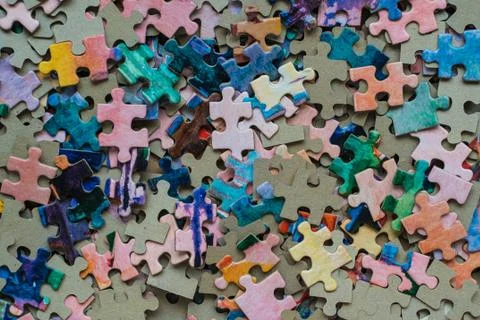 Puzzle set colored Stock Photos