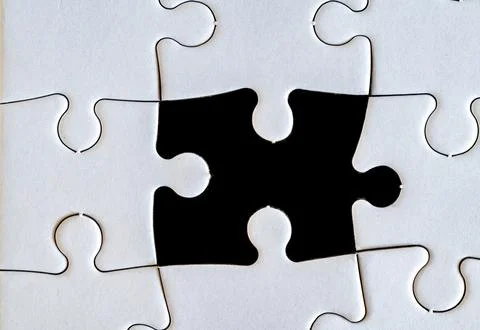 Puzzle set with one piece missing Stock Photos