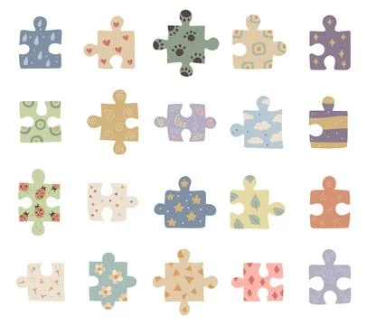 Puzzle set in scandinavian style Stock Illustration
