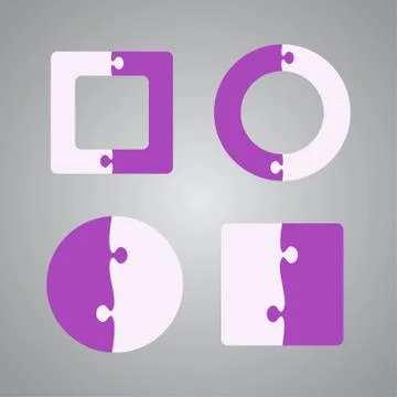 Puzzle Shape Circle, Square. Jigsaw Puzzle Object. Stock Illustration