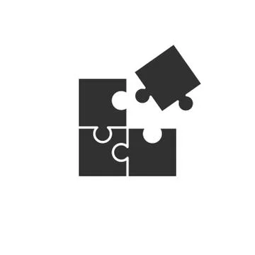 Puzzle shape connection together compound and coupling in process, vector Stock Illustration