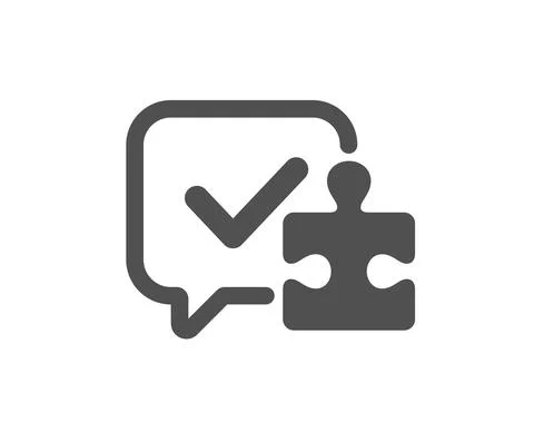 Puzzle simple icon. Jigsaw piece with chat bubble sign. Vector Illustrazione stock