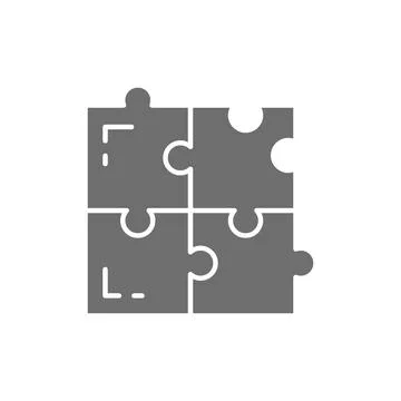 Puzzle, simple solutions, compatibility, solving problem grey icon. Illustrazione stock