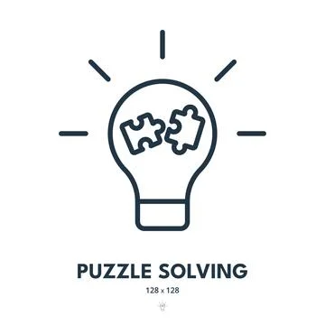 Puzzle Solving Icon. Jigsaw, Game, Solution. Editable Stroke Stock Illustration