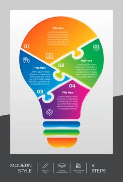 Puzzle step infographic vector design with 4 steps &amp; colorful style for prese 스톡 일러스트