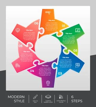 Puzzle step infographic vector design with 5 steps &amp; colorful style for prese 스톡 일러스트