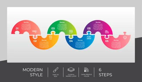 Puzzle step infographic vector design with 5 steps &amp; colorful style for prese 스톡 일러스트