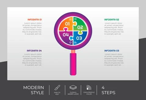 Puzzle step infographic vector design with 4 steps &amp; colorful style for prese Stock Illustration