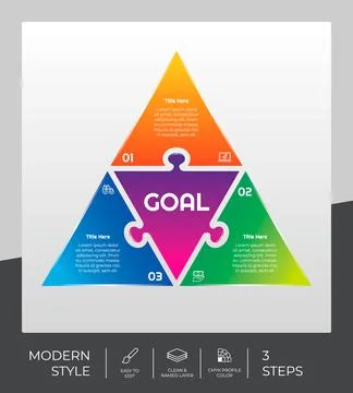 Puzzle step infographic vector design with 3 steps &amp; colorful style for prese Stock Illustration
