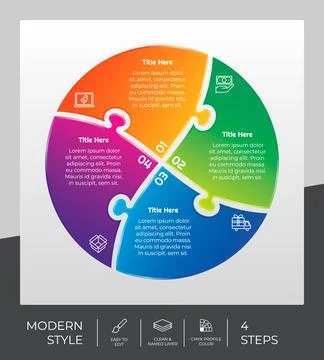 Puzzle step infographic vector design with 4 steps &amp; colorful style for prese 스톡 일러스트