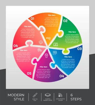 Puzzle step infographic vector design with 5 steps &amp; colorful style for prese Stock Illustration