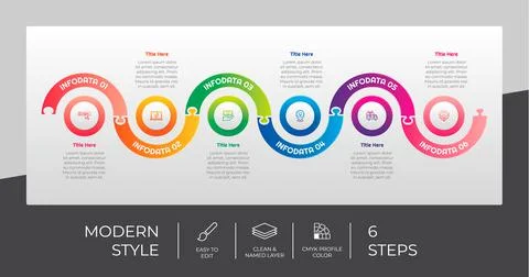 Puzzle step infographic vector design with 5 steps &amp; colorful style for prese Stock Illustration