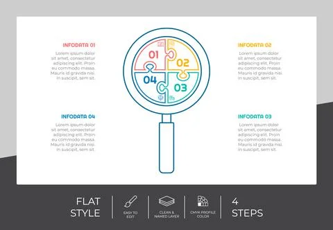 Puzzle step infographic vector design with 4 steps &amp; colorful style for prese 스톡 일러스트