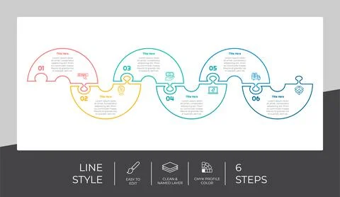 Puzzle step infographic vector design with 6 steps &amp; colorful style for prese イラスト素材