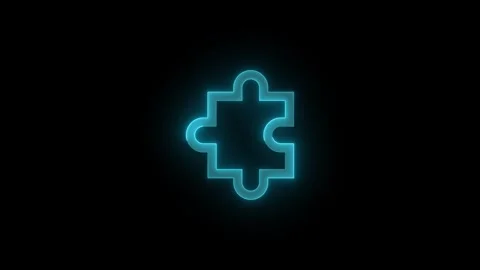 Puzzle stroke icon glowing neon animation Stock Footage 289465331